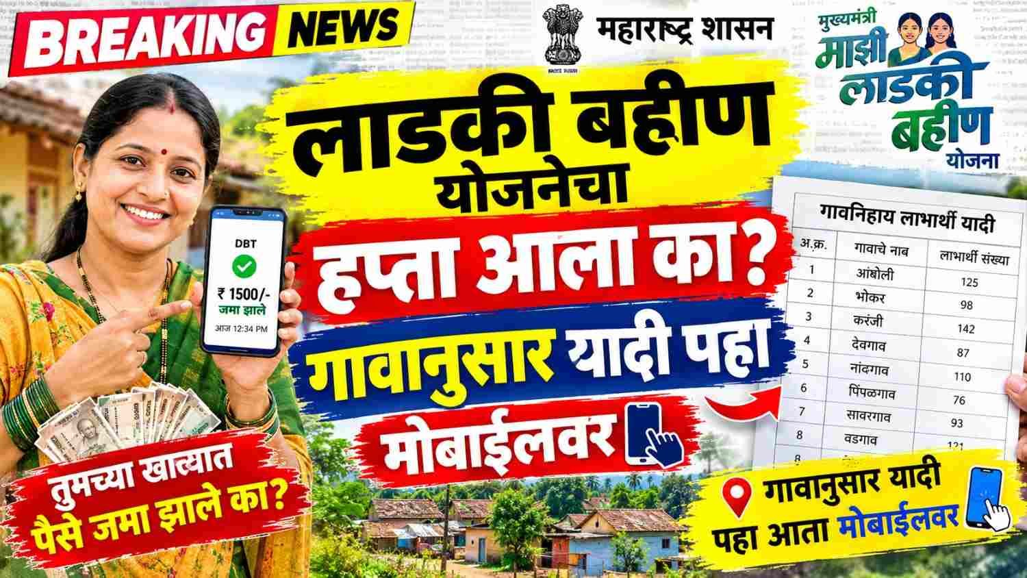 लाडकी बहीण योजनेचा हप्ता आला का? गावानुसार यादी पहा मोबाईलवर Ladki Bahin List