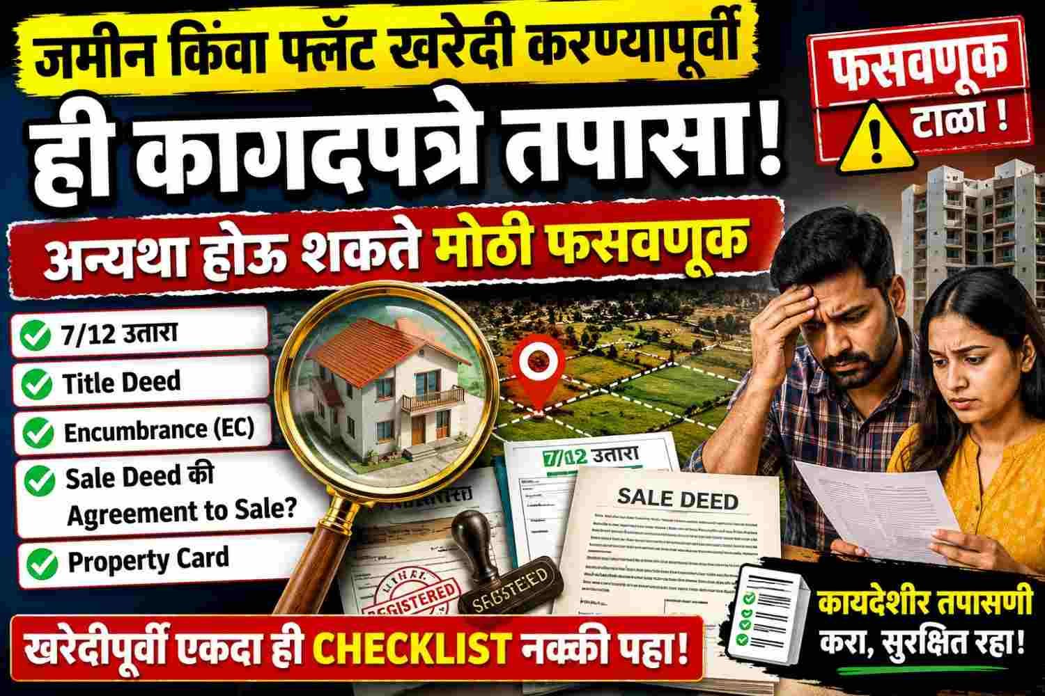 जमीन किंवा फ्लॅट खरेदी करण्यापूर्वी ही कागदपत्रे तपासा; अन्यथा होऊ शकते मोठी फसवणूक Property Legal Verification Checklis